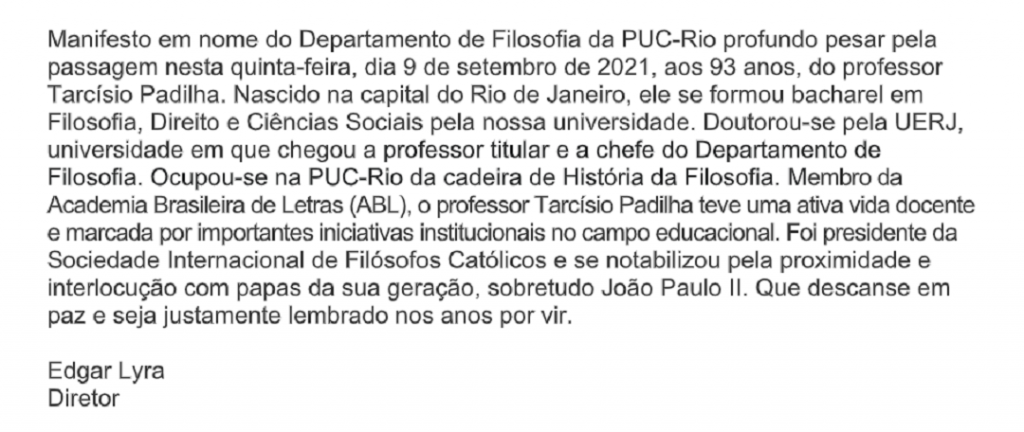 nota de falecimento